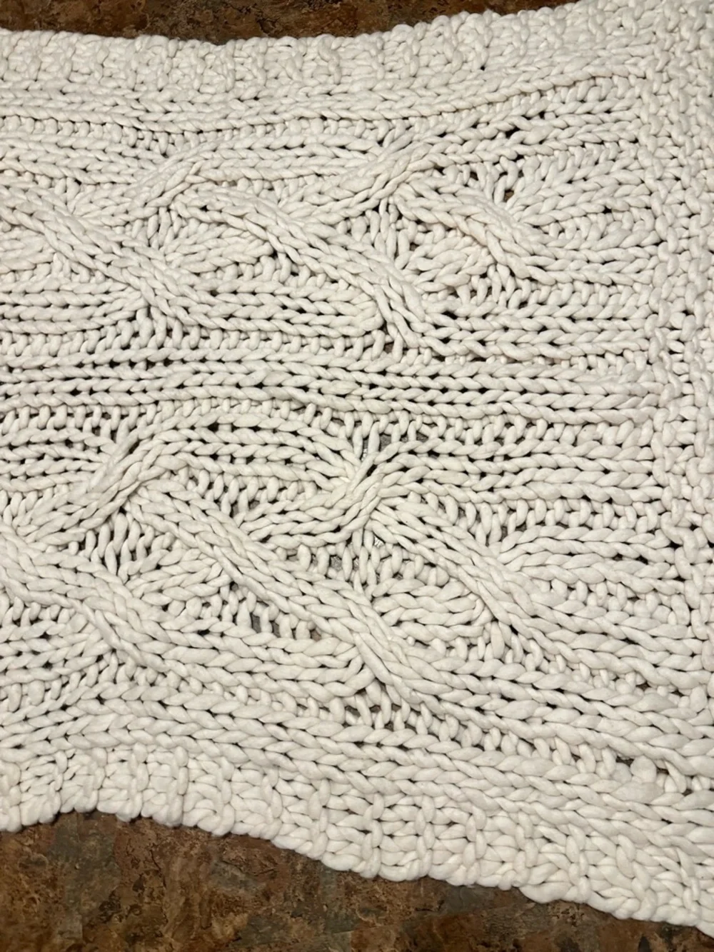 Ethan Allen Chunky Knit Throw Blanket in Ivory